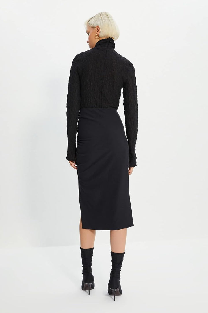 TRENDYOL Damen Schwarzer Verformter Tipp Detaillierter Rock Skirt Contemporary 36 Schwarz, 36 Schwar