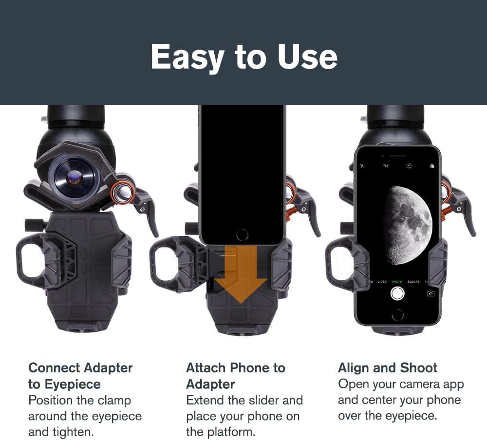 Celestron NexYZ Smartphone-Teleskop-Adapter, Schwarz, Adapter
