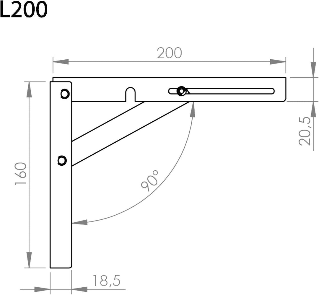 2 Stück SO-TECH® Klappkonsole Profi-Nr.1 L400 Länge: 390 mm/Höhe 300 mm Edelstahloptik matt (satin)
