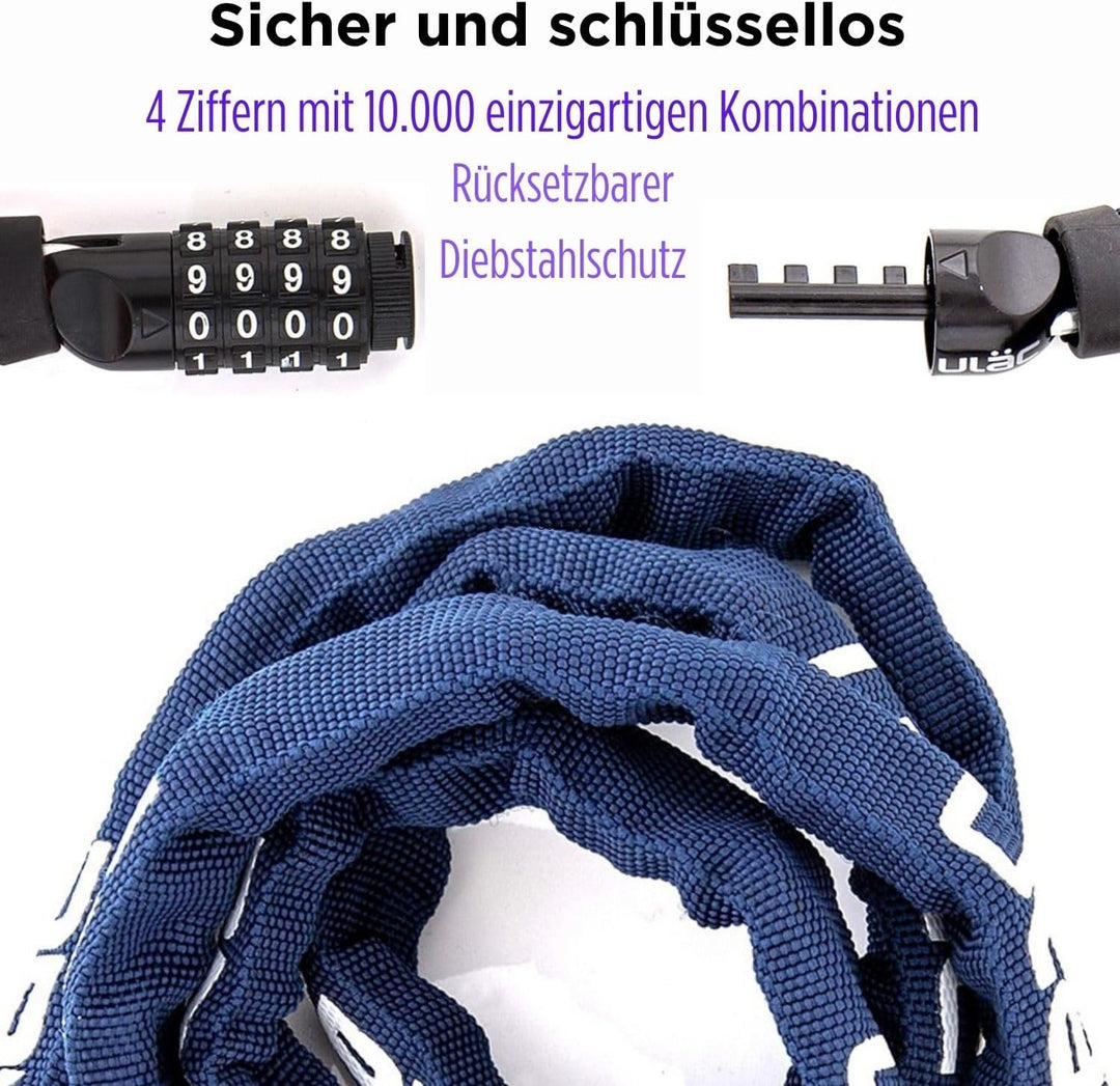 ULAC 52ND Street Neo Kettenschloss-Kombination, zurücksetzbar, 4-stellig, Diebstahlsicherung, Fahrra