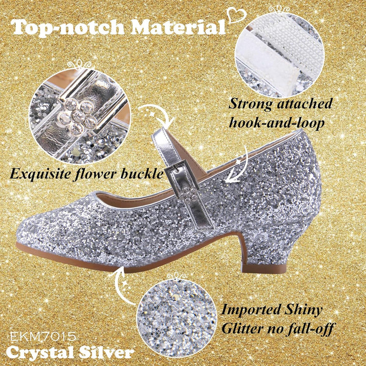 EIGHT KM - Mädchen High Heel Kleid Schuhe - Mary Jane Prinzessin Hochzeit Pumps - Funkelnder Glitzer