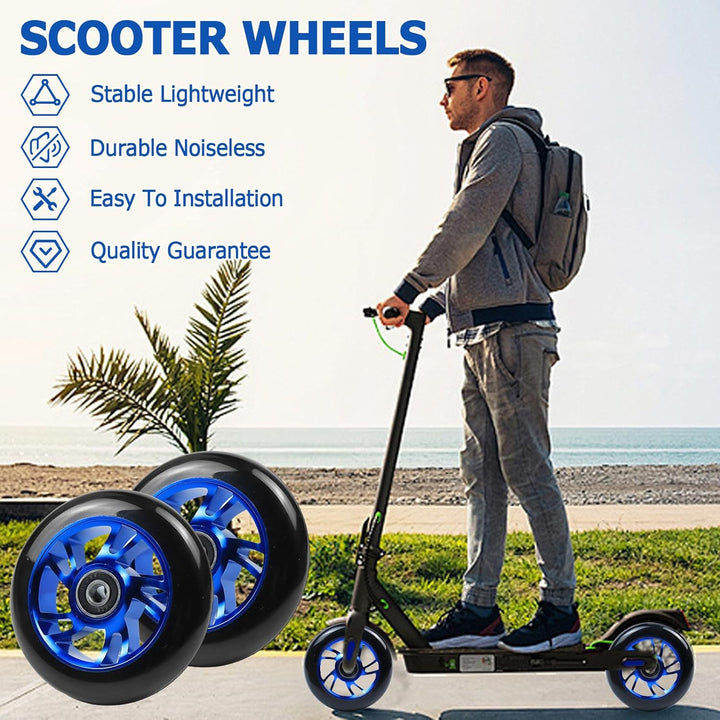 Stunt Scooter Rollen, 2 Stück 100mm Scooter Ersatzräder mit Lager, 100 x 24mm Reifen Mit Felgen Aus