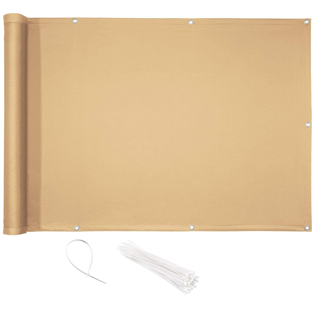 CelinaSun Sichtschutz Balkon 0,75 x 3 m Sand beige PES Balkonbespannung mit Kabelbinder wasserabweis