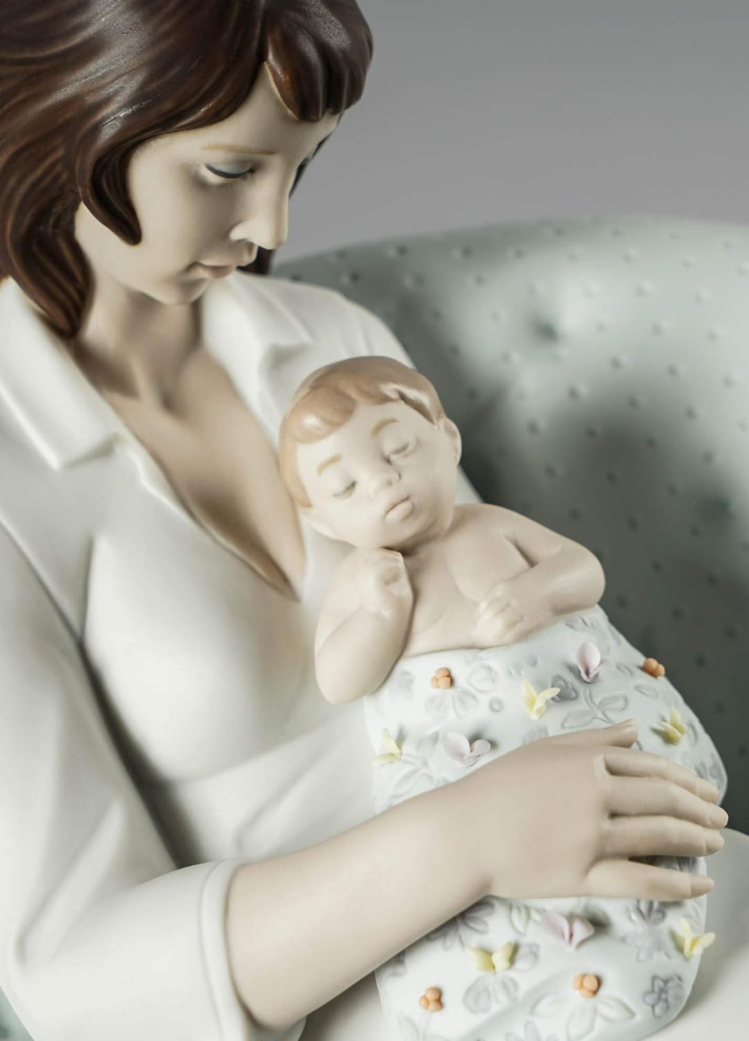 LLADRÓ Figur Mit Mutti Schlafen. Mutter. Porzellan.