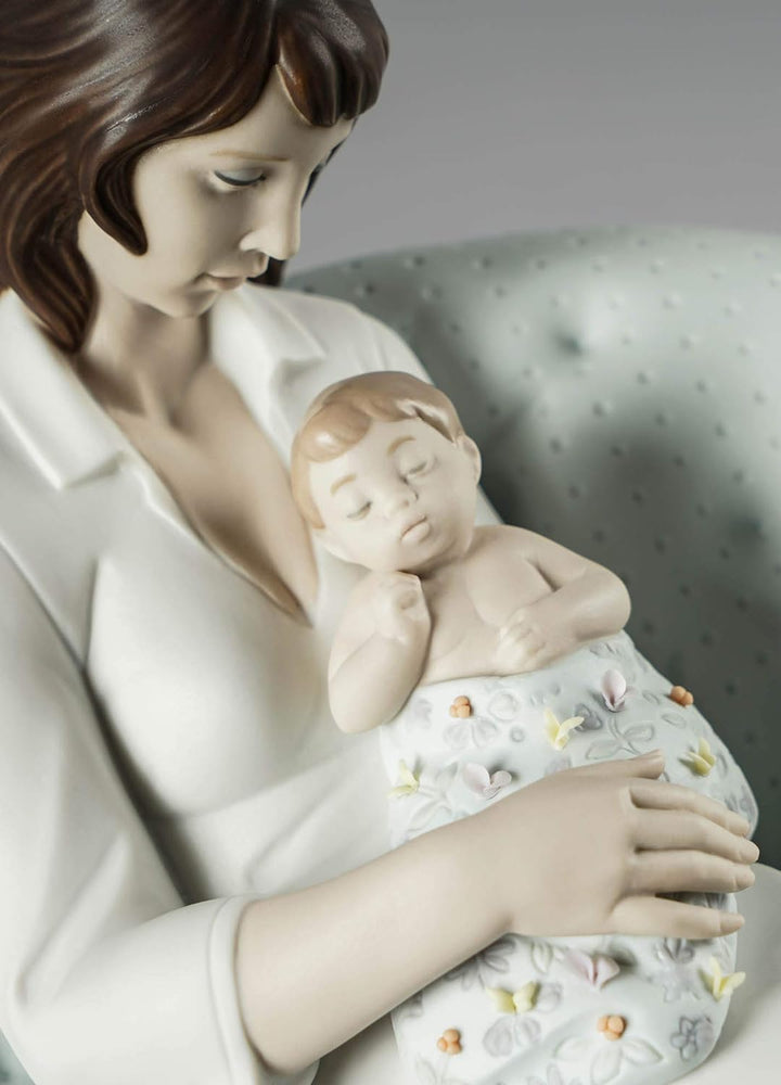 LLADRÓ Figur Mit Mutti Schlafen. Mutter. Porzellan.