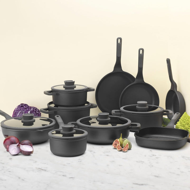 BergHOFF Leo Stone+ Antihaft-Kochtopf (18cm) - Topf induktion - Stielkasserole mit Deckel - Topf gro