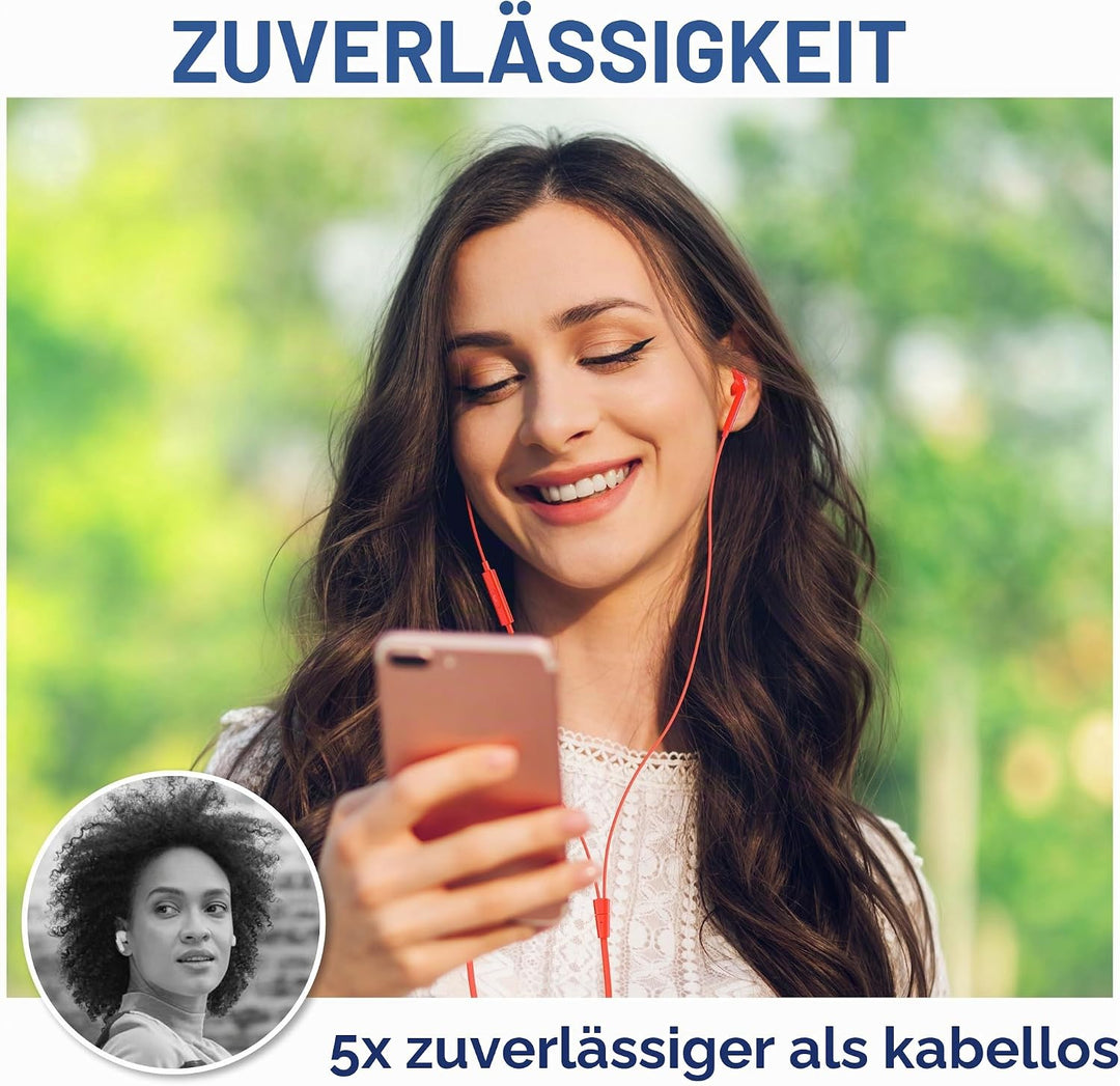 LUDOS Zenith Kopfhörer In Ear Kopfhörer mit Kabel und Mikrofon, 2-Jahre Garantie, In Ear Ohrhörer, 3