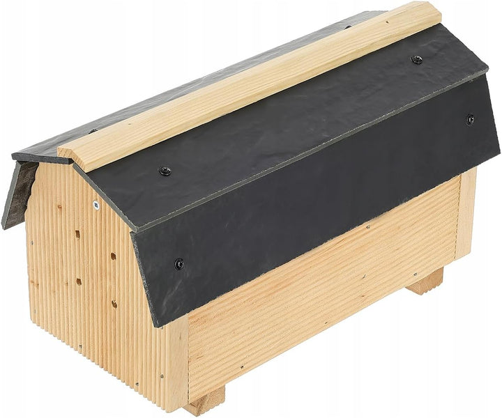 MAZUR Hummelhaus aus Holz | 17x29x14cm | Wetterfest Hummelhotel Haus | Hummelkasten | Hummelpension