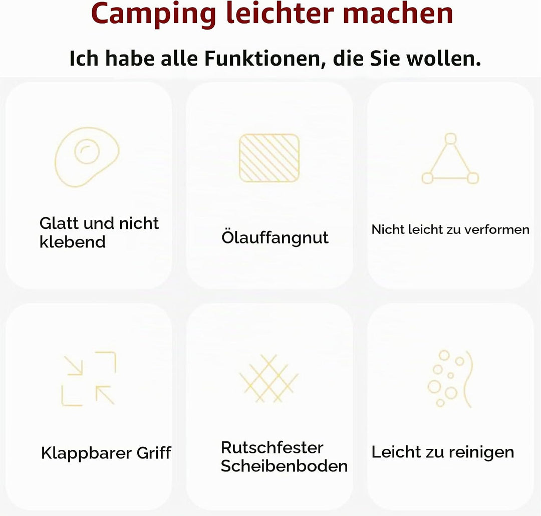 Naturehike Antihaft-Bratpfanne, Faltbarer Griff, Outdoor-Grillpfanne, Aluminium-Steakpfanne, Tragbar