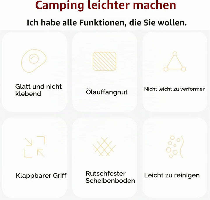 Naturehike Antihaft-Bratpfanne, Faltbarer Griff, Outdoor-Grillpfanne, Aluminium-Steakpfanne, Tragbar