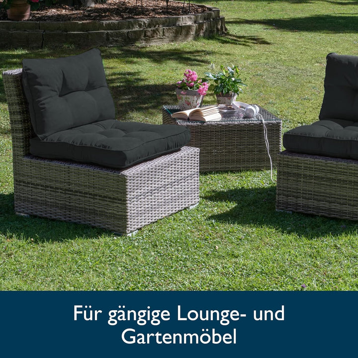 Beautissu Lounge Kissen Outdoor 70x70 cm Anthrazit – Bequemes Sitzkissen Gartenstuhl 10 cm dick Sitz