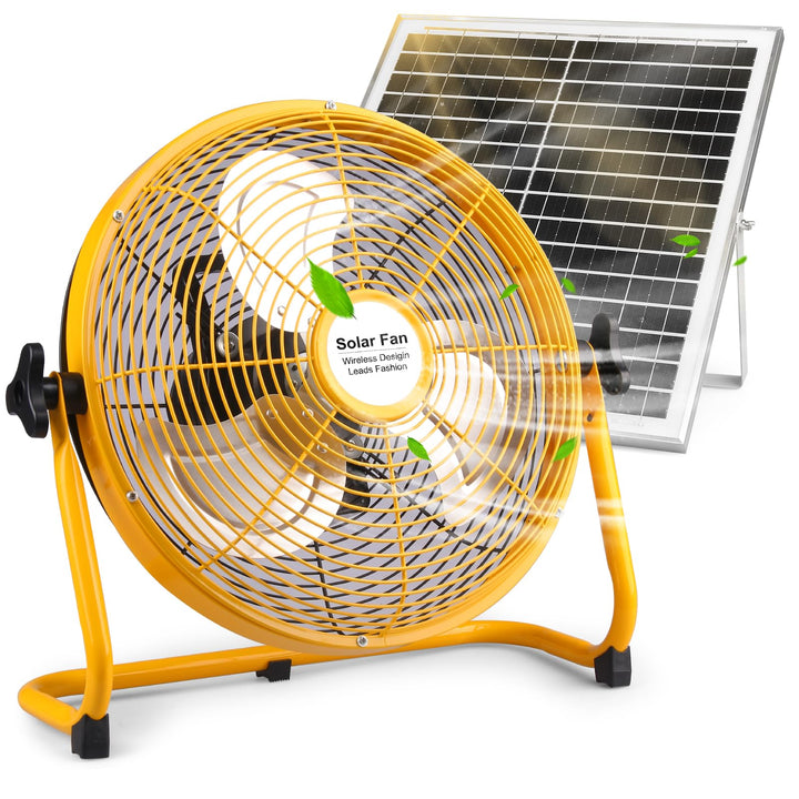 Solar Ventilator Outdoor Windmaschine 12 Zoll Ø, Ventilator mit Solarpanel Leise aus Metall, Leiser