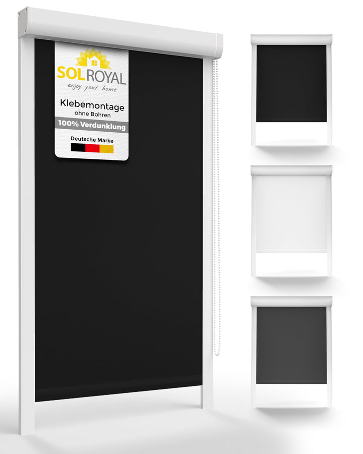 Sol Royal Kassettenrollo mit Führungsschiene SolReflect K24 60x175 cm Schwarz - Blackout Thermorollo