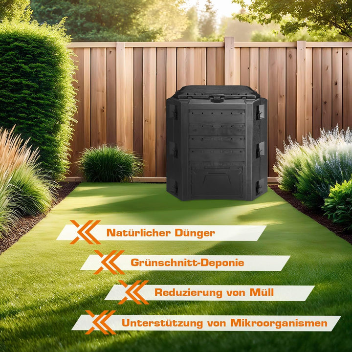 Thermo Komposter 380l Schnellkomposter Thermokomposter Schwarz Gartenkomposter Kunststoff Schnell Ko