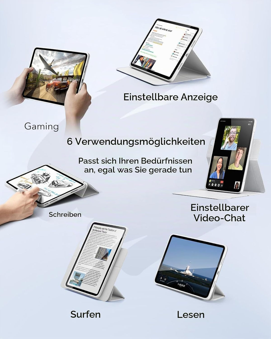 ESR für iPad Air 13 Zoll M4/M3/M2 Hülle, iPad Air 2026/2025/2024 Hülle Stifthalter, abnehmbare magne
