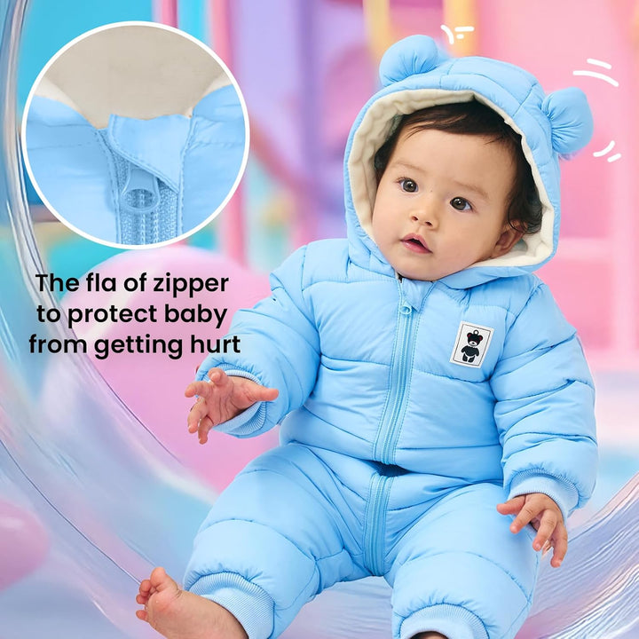 Baby Winter Overall mit Kapuze, Strampler Schneeanzug Jungen Mädchen Langarm Jumpsuit Warm Outfits G