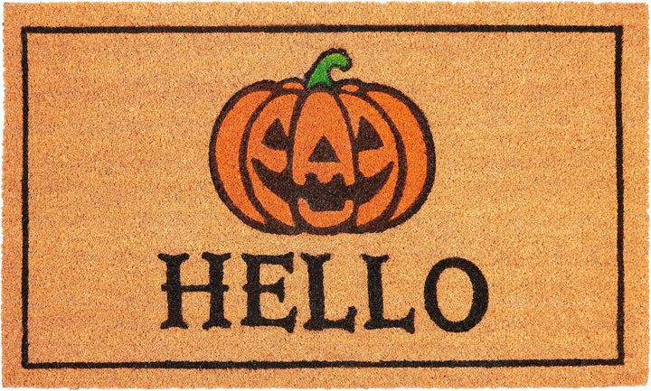 BRUBAKER Halloween Fussmatte für Aussen und Innen - Hello mit Grusel Kürbis - 45 x 75 cm Schmutzfang
