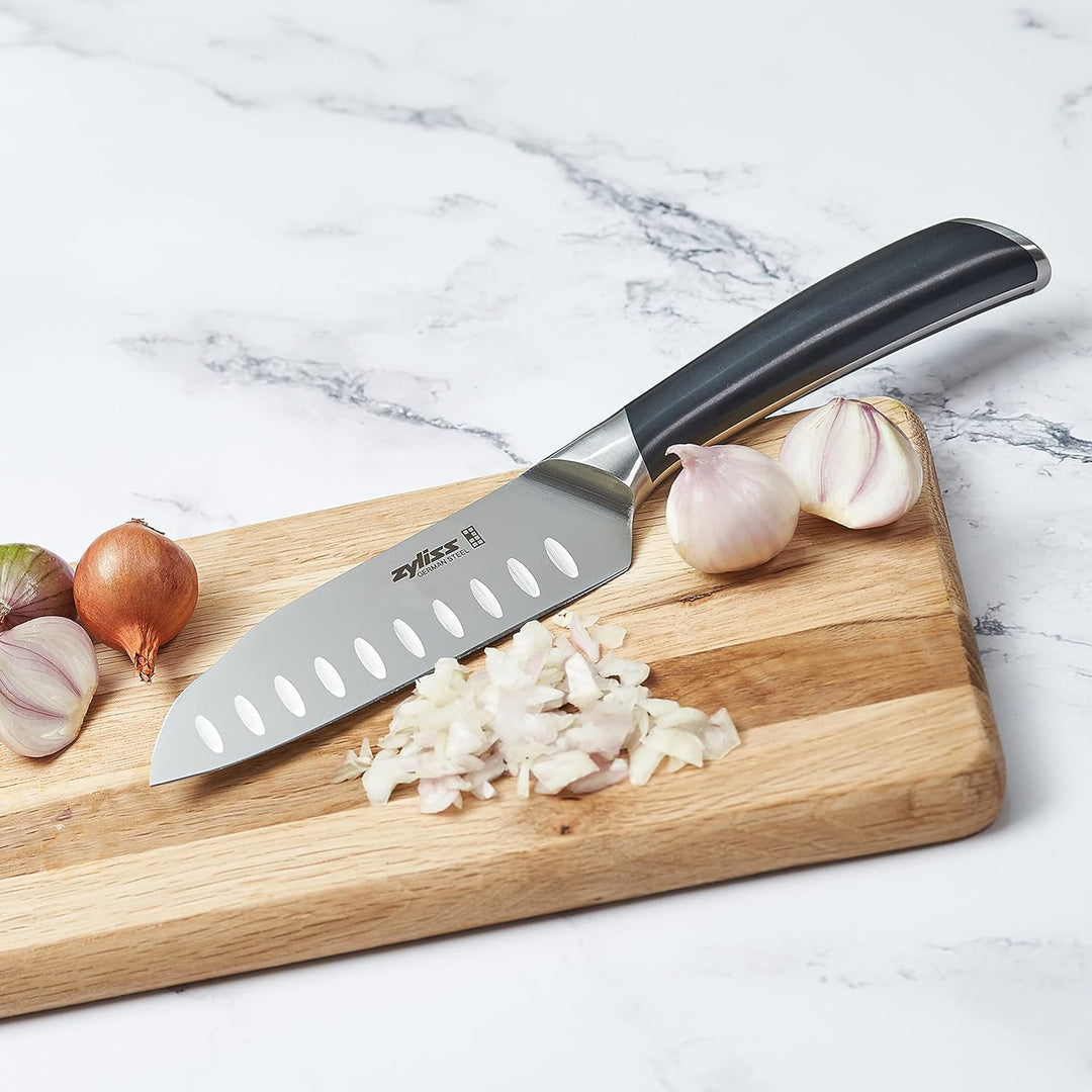 Zyliss E920272 Comfort Pro Mini Santoku messer, Deutscher Edelstahl, Black Handle, Küchenmesser, Spü