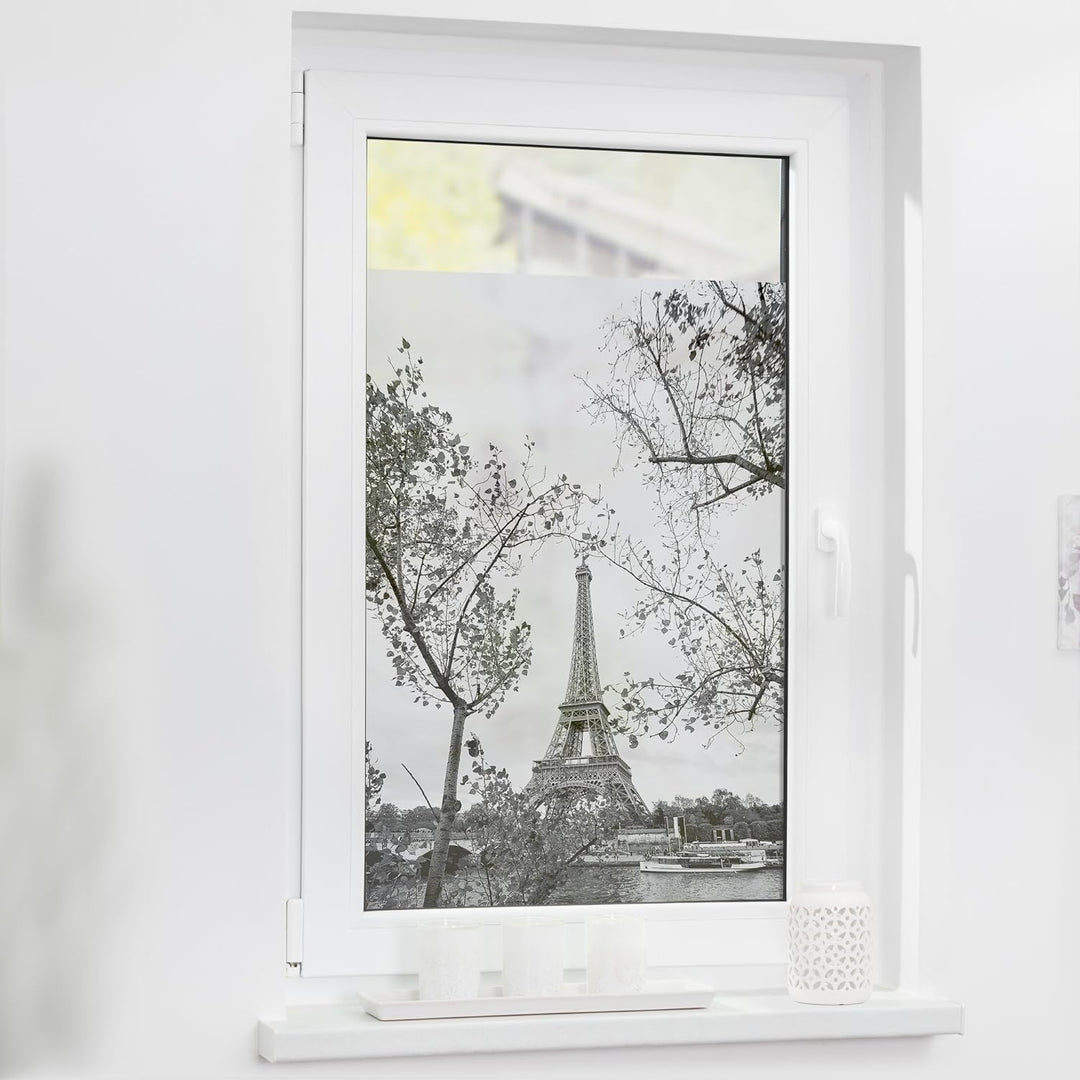Lichtblick Fensterfolie selbstklebend mit Motiv, Sichtschutz, merhfach Ablösbar, Montage ohne Rakel,