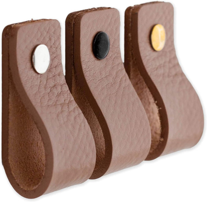 Brute Strength - Ledergriffe für Möbel - Taupe - 6 Stück - 12,5 x 2,5 cm - Schrankgriff, Türgriff fü