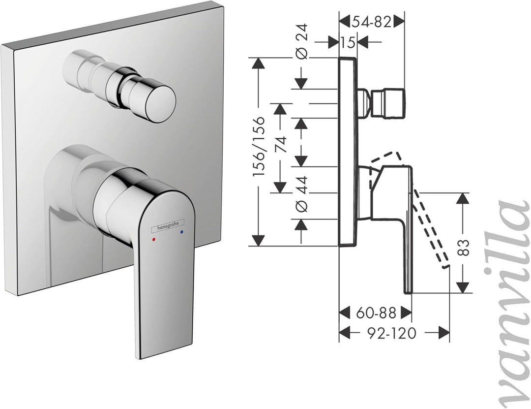vanvilla Duschsystem mit Unterputz Duscharmatur von Hansgrohe Einhebelmischer und vanvilla Regendusc