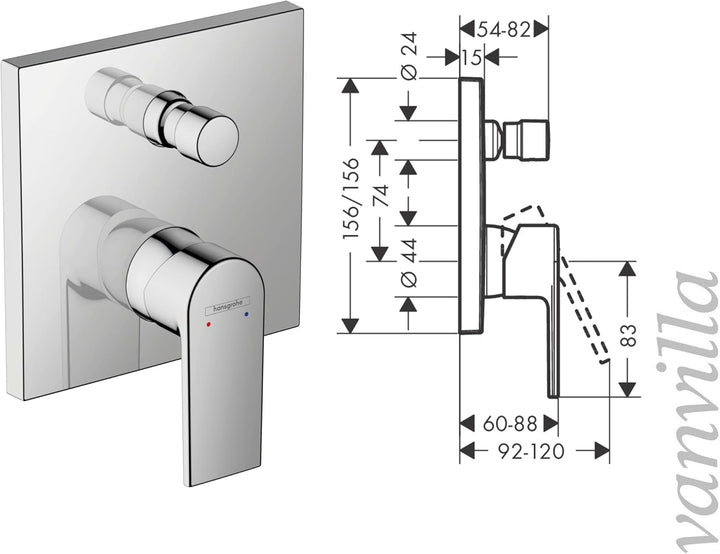 vanvilla Duschsystem mit Unterputz Duscharmatur von Hansgrohe Einhebelmischer und vanvilla Regendusc