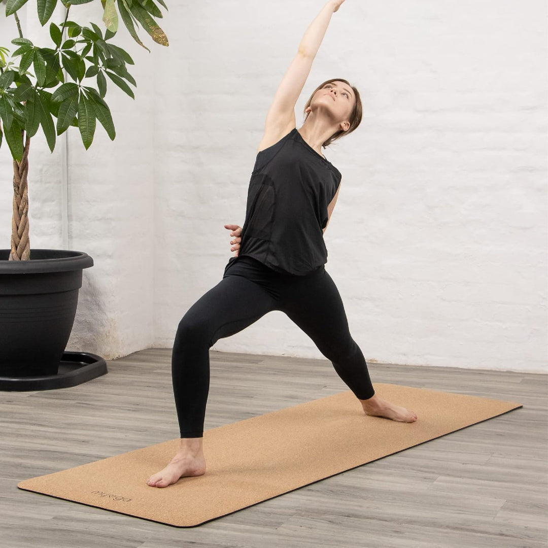 Myga XL Kork Yogamatte | 200 cm x 70 cm | Rutschfest, Wäremeregulierend &amp; Leicht zu Tragen – 6 mm Di