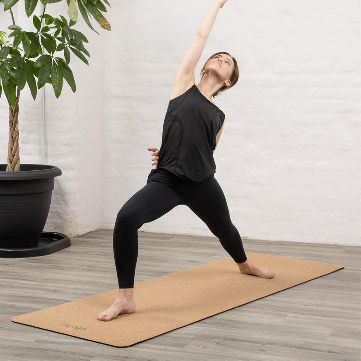 Myga XL Kork Yogamatte | 200 cm x 70 cm | Rutschfest, Wäremeregulierend &amp; Leicht zu Tragen – 6 mm Di
