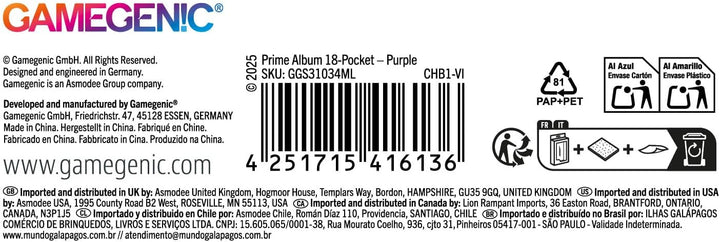 Gamegenic, Prime 18-Pocket Album Purple Violett, Violett