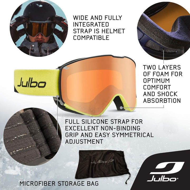 Julbo Skibrille L Black/Yellow Frame - Orange Lens w/Silver Mirror, L Black/Yellow Frame - Orange Le