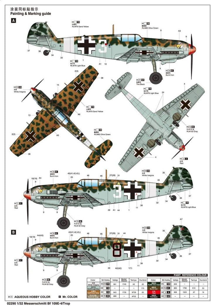 Trumpeter 02290 Modellbausatz Messerschmitt Bf 109E-4/Trop