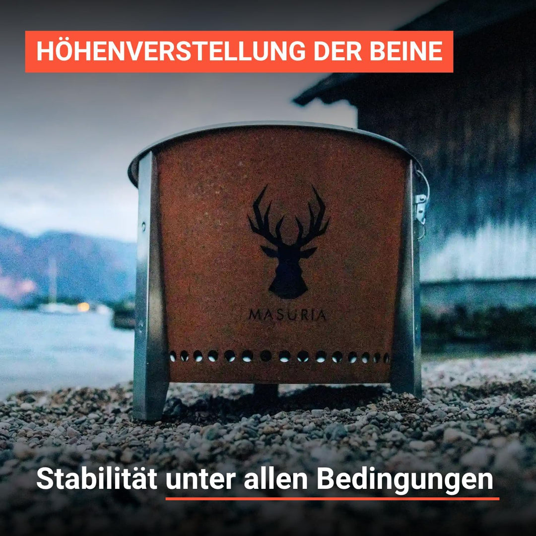 Masuria Rauchfreie Feuerschale 39cm⌀ Alpha 400 - Tragbare Feuertonne für Camping, Terrasse & Garten