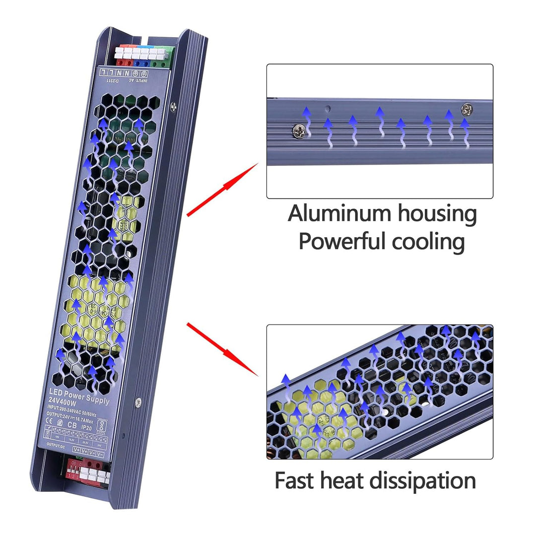 GOMING LED Netzteil Trafo 24V 400W AC 220V bis DC 24V 16.7A Transformator Konstante Spannung IP20 Ko