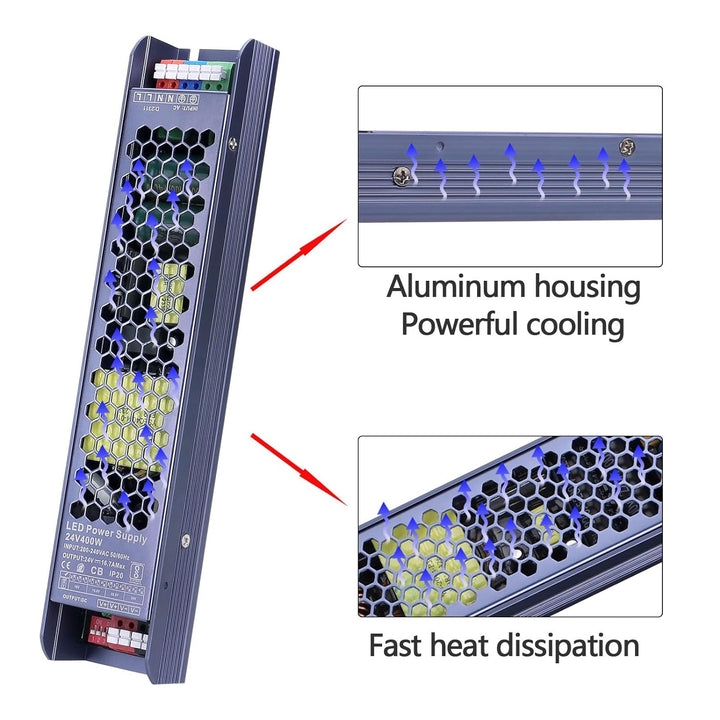 GOMING LED Netzteil Trafo 24V 400W AC 220V bis DC 24V 16.7A Transformator Konstante Spannung IP20 Ko