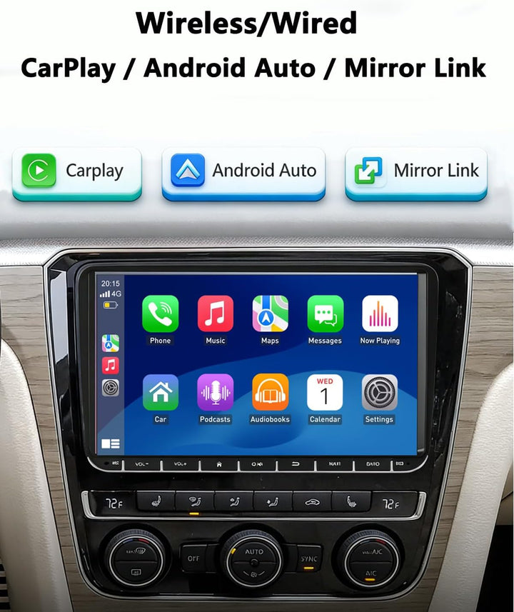 ESSGOO 4+64G Autoradio 9 Zoll Wireless Auto Radio Carplay Android 15 Car Stereo Für VW Golf 5 6 Tour