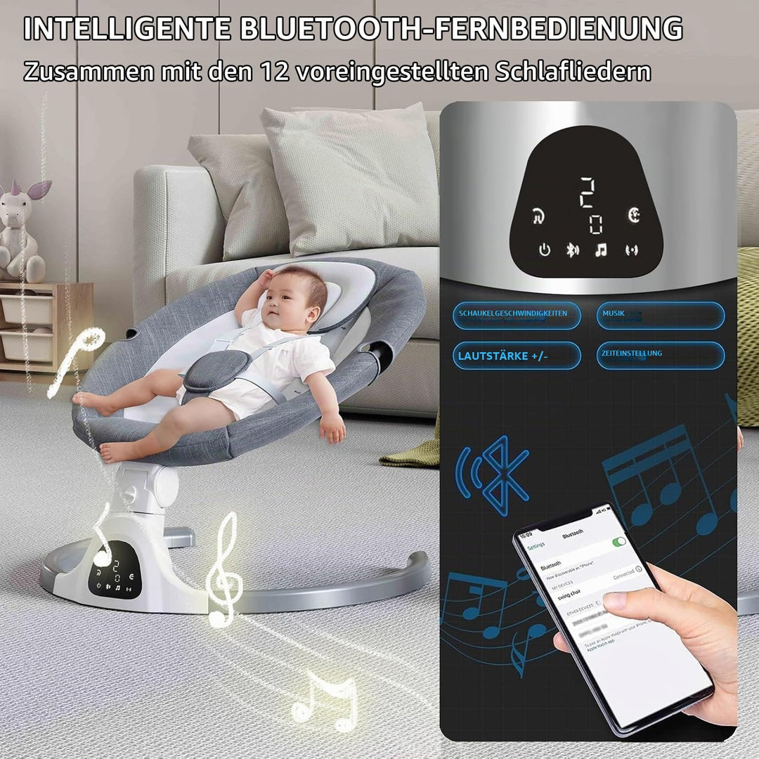 Adjustable Height Baby Swings Bluetooth, 5 Geschwindigkeit Musik-Lautsprecher mit 12 voreingestellte