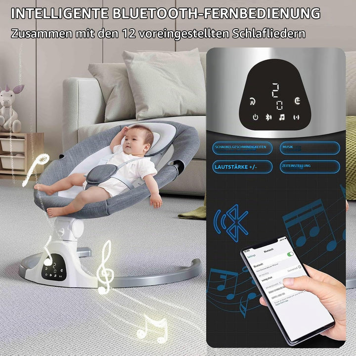 Adjustable Height Baby Swings Bluetooth, 5 Geschwindigkeit Musik-Lautsprecher mit 12 voreingestellte