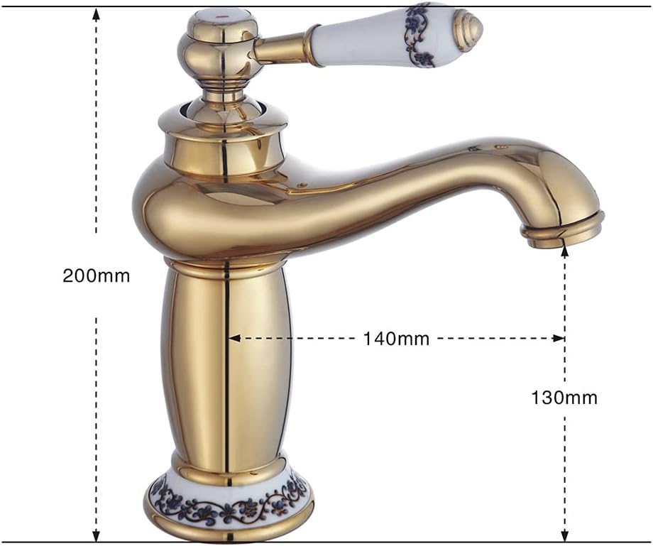 Retro Wasserhahn Gold Bad Waschtischarmatur Messing,Einhebelmischer Waschbecken Armatur mit Wasserle