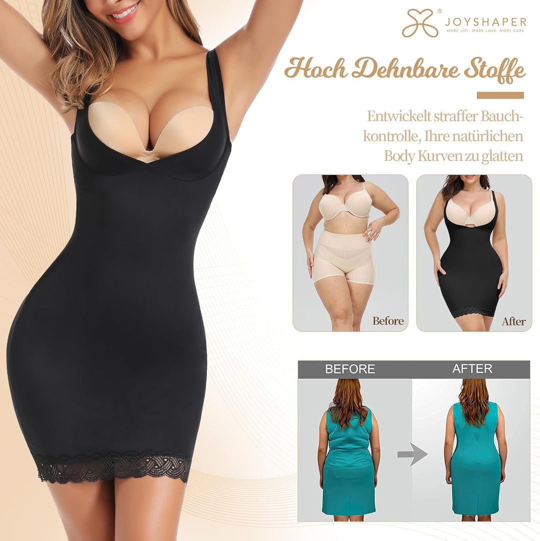 Joyshaper Unterkleid Damen Unterrock mit Träger Figurformende Miederkleid Shapewear Nahtlose Unterwä