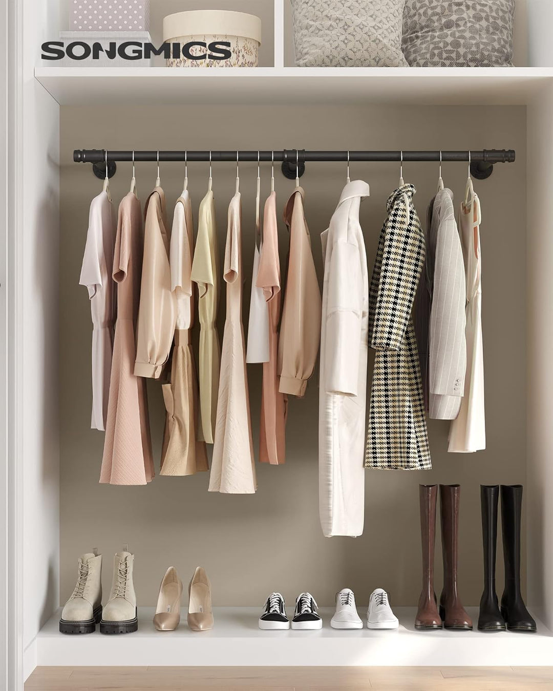 SONGMICS Kleiderstange für die Wand, 2er Set, Kleiderständer Wandmontage, Industrie-Design, platzspa