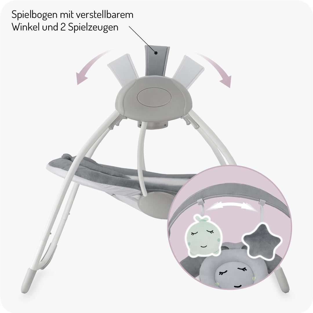 MoMi Babywippe LISS für Babys bis 9 kg, faltbar, Batterie- oder Netzbetrieb, Netzteil mit USB-Kabel,