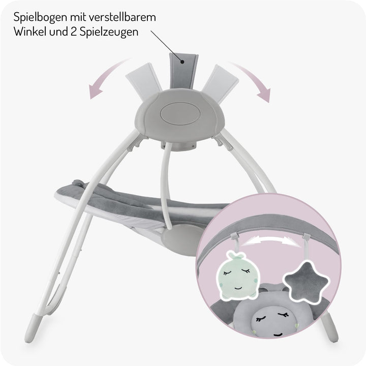 MoMi Babywippe LISS für Babys bis 9 kg, faltbar, Batterie- oder Netzbetrieb, Netzteil mit USB-Kabel,