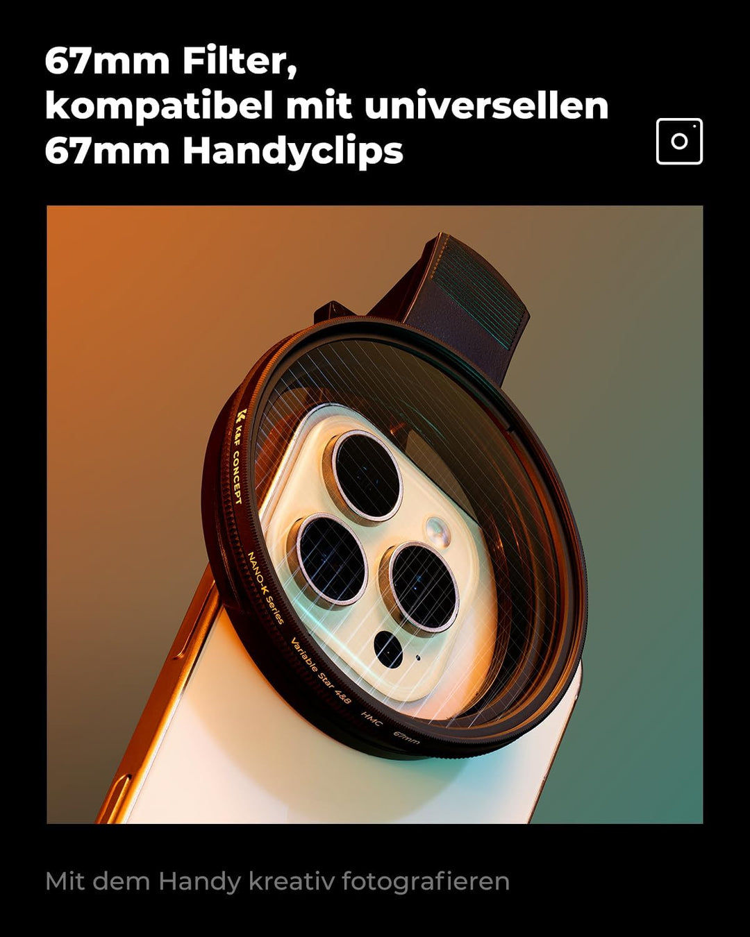 K&F Concept Nano K-Serie Variabler 67mm Sternfilter 4 Punkte,8 Punkte für Sternenlichteffekte, 67mm