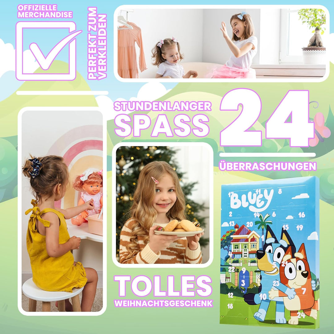Bluey Adventskalender 2025 Mädchen Weihnachts Countdown Kalender mit 24 Überraschungen Haarschmuck K