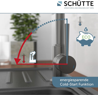 SCHÜTTE 79162 Spültischarmatur CORNWALL, Wasserhahn Küche, Energiesparfunktion, 360° schwenkbar, ide