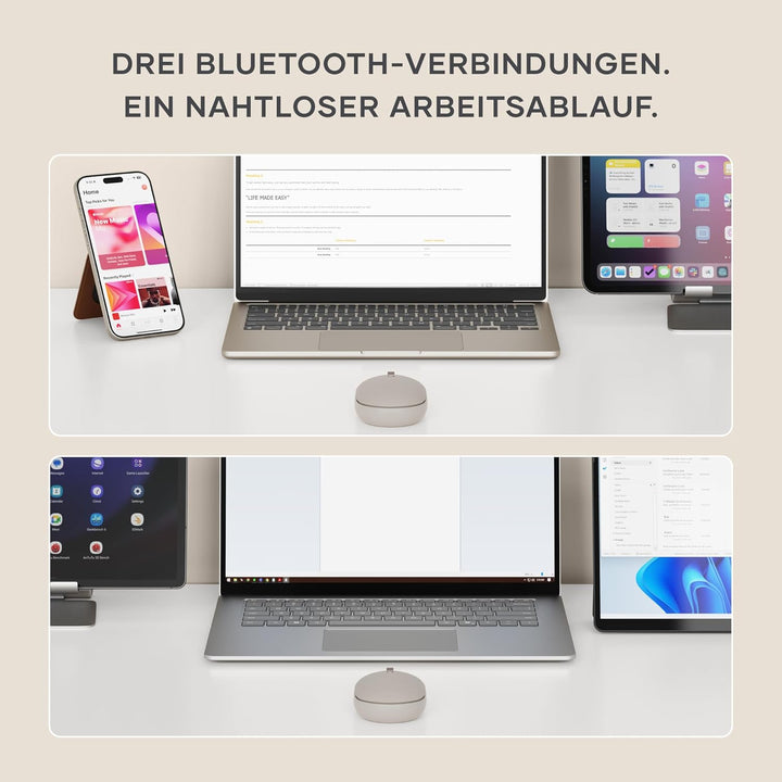 SATECHI OntheGo™ Bluetooth Computermaus, wiederaufladbarer USB-C Akku, Verbindung mit bis zu 3 Gerät
