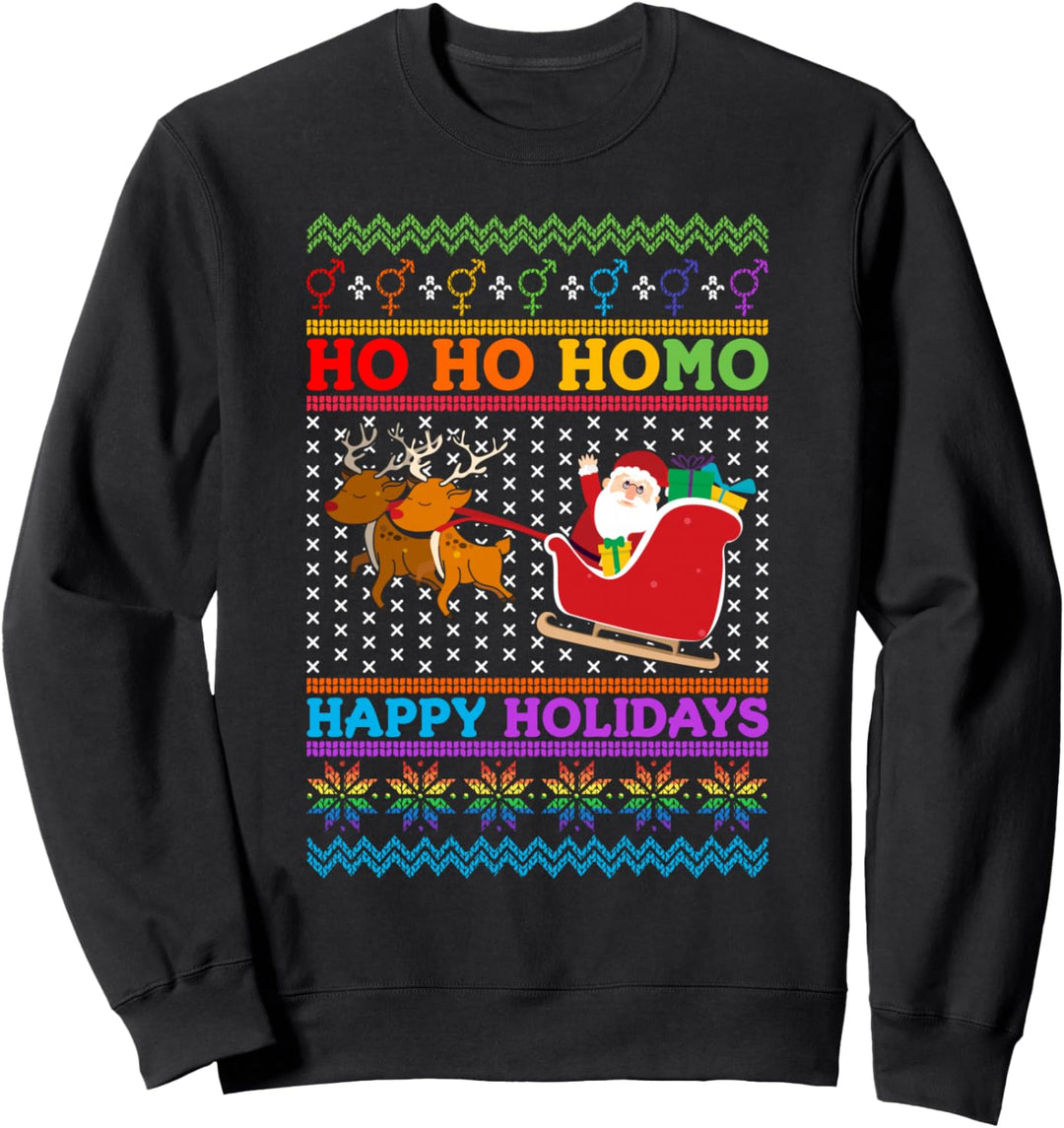 LGBTQ Ho Ho Homo Hässlicher Weihnachtspullover Bisexuell Gay Pride Sweatshirt