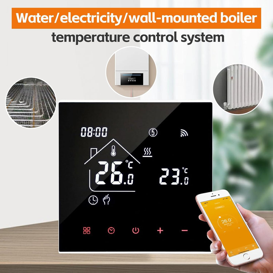 Smart WiFi Thermostat Fussbodenheizung Wasser, Tuya WiFi Heizungsthermostat LED Display Touchscreen