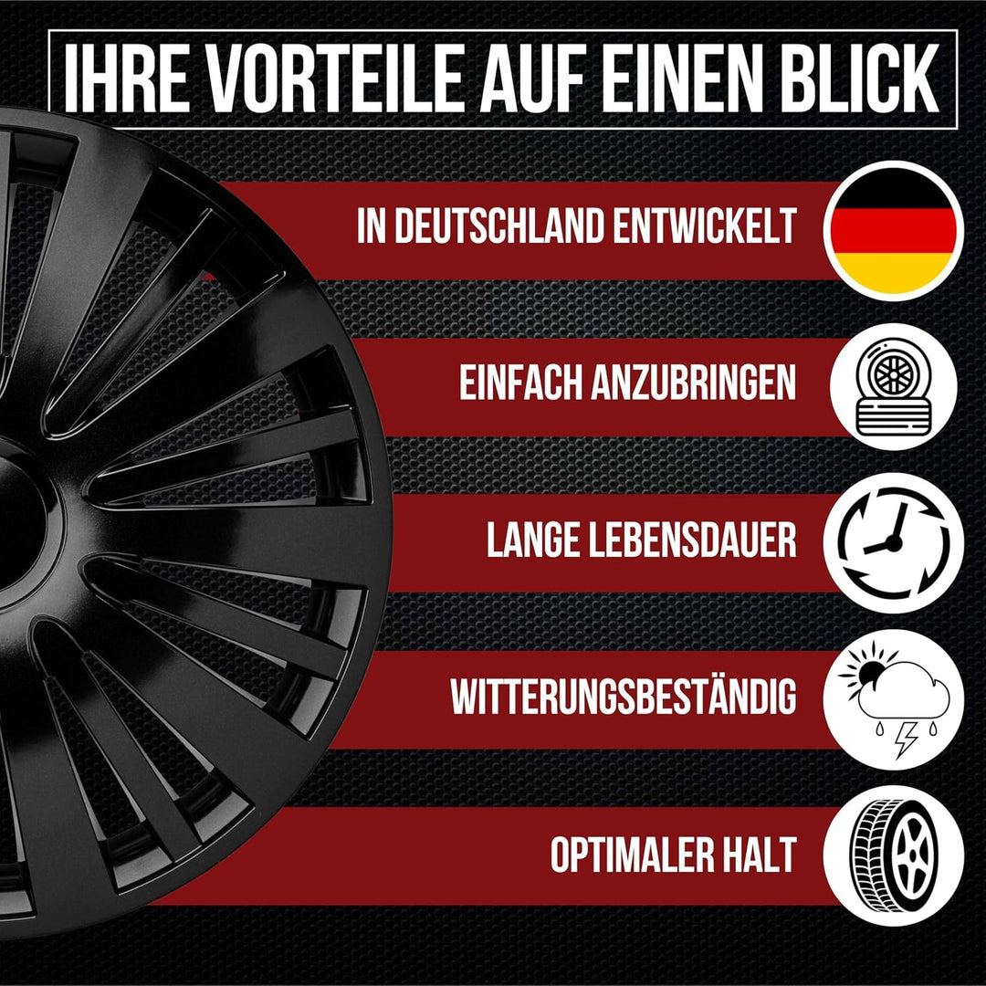 Albrecht 14 Zoll Radkappen Silber/schwarz für Stahlfelgen - Falcon Twilight Radzierblenden aus hochw