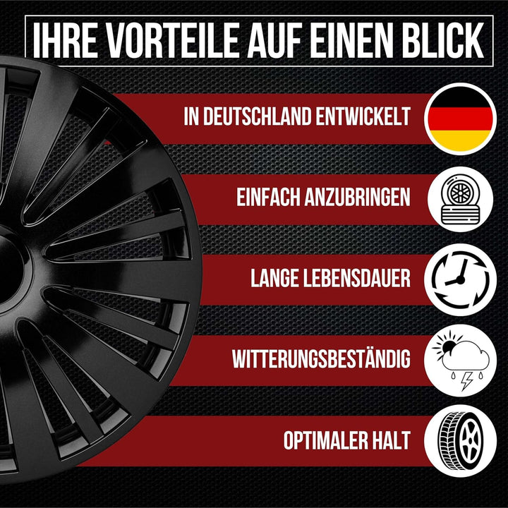 Albrecht 14 Zoll Radkappen Silber/schwarz für Stahlfelgen - Falcon Twilight Radzierblenden aus hochw